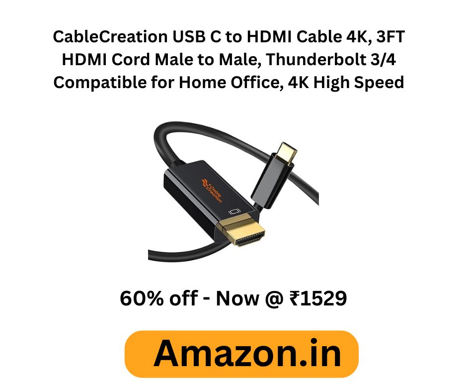 CableCreation USB C to HDMI Cable 4K, 3FT HDMI Cord Male to Male, Thunderbolt 3/4