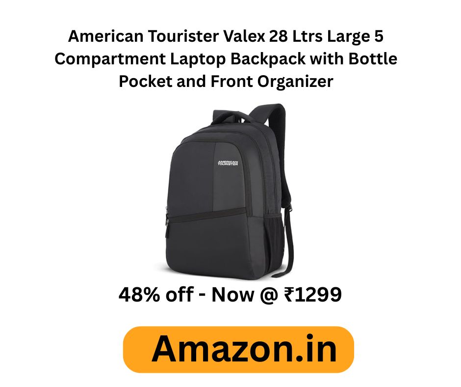 American Tourister Valex 28 Ltrs Large 5 Compartment Laptop Backpack with Bottle Pocket and Front Organizer