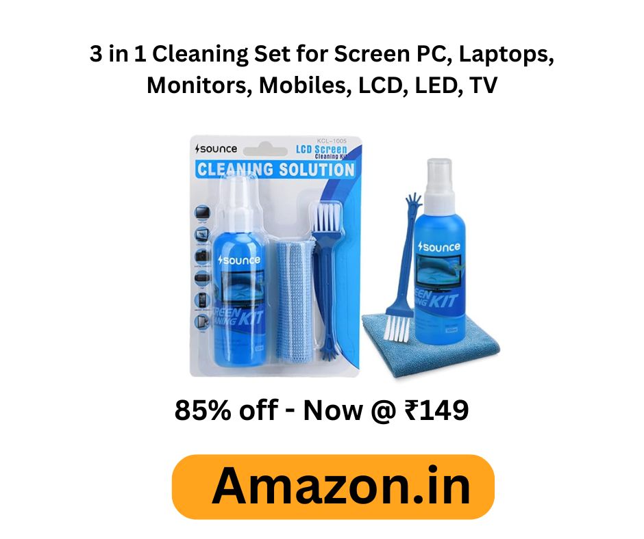 Sounce 3 in 1 Cleaning Set for Screen PC, Laptops, Monitors, Mobiles, LCD, LED, TV
